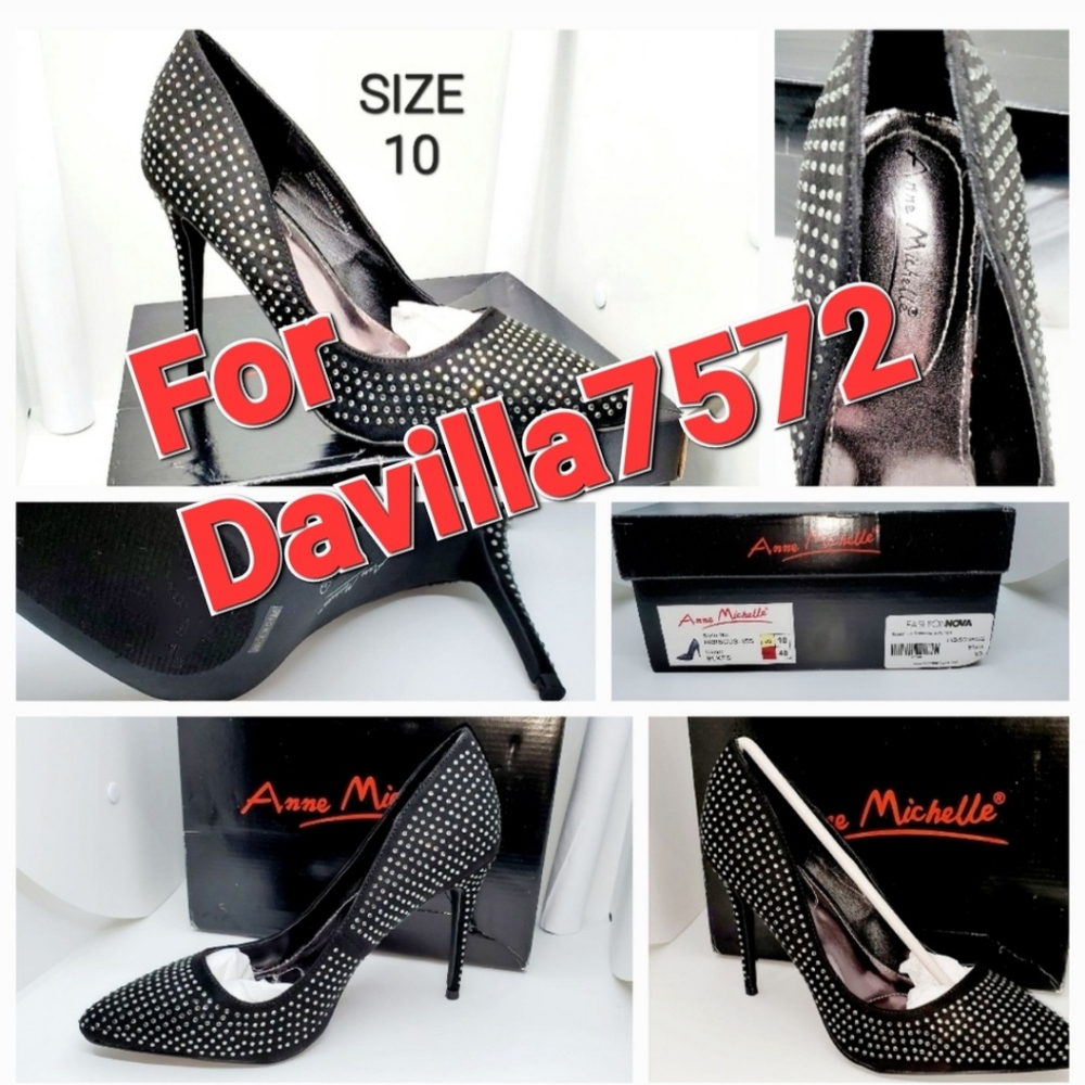 Bossin Up Rhinestone Pumps by ANNE MICHELLE New Black Size 10 Style#Hibiscus-15S